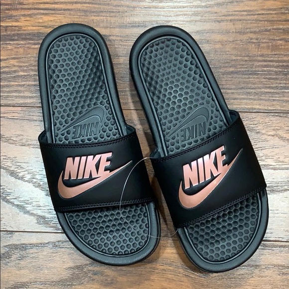 Nike Shoes - NIKE WMNS BENASSI JDI Black/Rose Gold